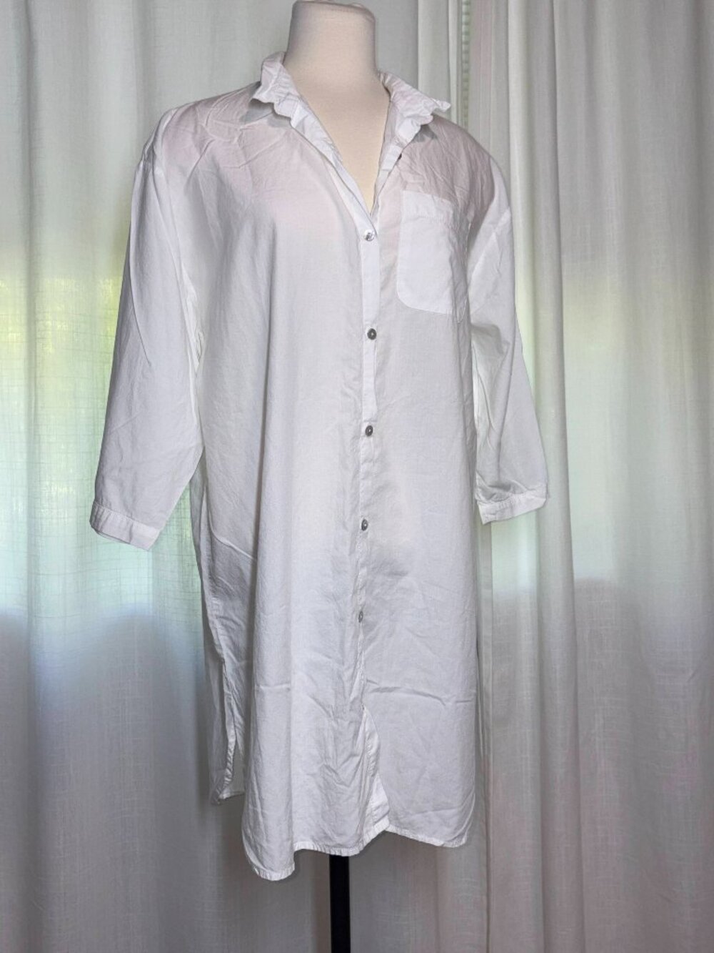 White Cotton Sleep Tunic Papinelle With Shell Buttons